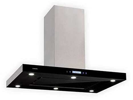 Klarstein Valeria Cappa Isola - 230W, max 650 m³/h, 3 livelli di potenza, illuminazione LED, pannello touch, vetro, acciaio inox, efficiente, PureAmbience Concept, argento