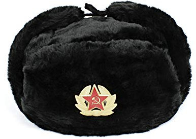 Heka Naturals Sowjetische Winterstilmütze | Kunstpelz Ushanka mit Ohrenklappen & Dekorativen Militärischem Pin - Perfekt für Lange, Kalte Winternächte, Vintage-Mode, Angeln & Ski-Hut, Geschenkidee