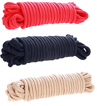 Cuerdas de bondage BDSM (3 x 10 m), set de ataduras, set sexual para principiantes, ataduras con cuerdas SM, juguete sexual, juegos de bondage (rojo, negro, beige)