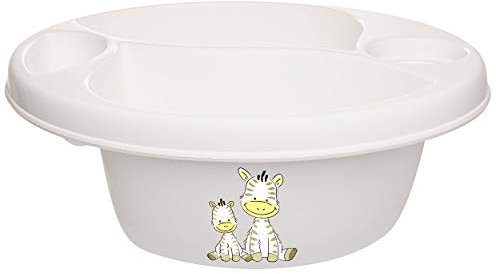 alles-meine.de GmbH 3 Kammer - Schüssel/Waschschüssel/Kinderwaschbecken - weiß Tiere - Zebra Bieco - mit Seifenablage - Organizer - Reinigungsmittel Aufbewahrungsbox - Pf..