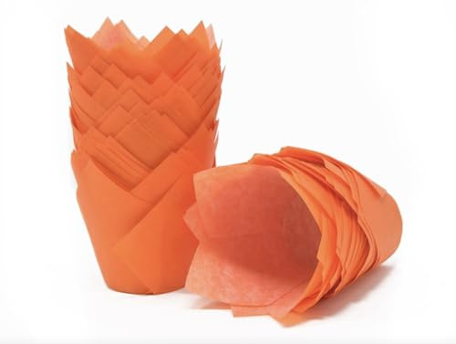 Bakerydirect - 50 pirottini per muffin a forma di tulipano, misura standard, colore: Arancione
