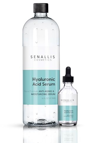 Hyaluronic Acid Serum 16 fl oz And 2 fl oz, Made From Pure Hyaluronic Acid, Anti Aging, Anti Wrinkle, Ultra Hydrating Moisturizer That Reduces Dry Skin Manufactured In USA