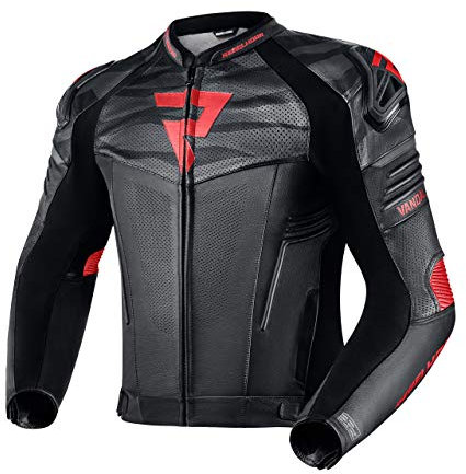 REBELHORN Vandal Motorradjacke Herren | Rindsleder | Ellbogen und Schulterprotektoren Stufe 2 | Schulterschieber | Softshell In&Out Weste | Perforierte Belüftungspaneele