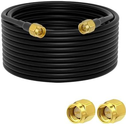 Vecys Cable de Extensión de Antena SMA Cable Pigtail SMA Macho a Macho RG58 de 32.8ft/10M para Red Inalámbrica WiFi 2G 3G 4G Antena Router GSM Bluetooth WLAN LAN