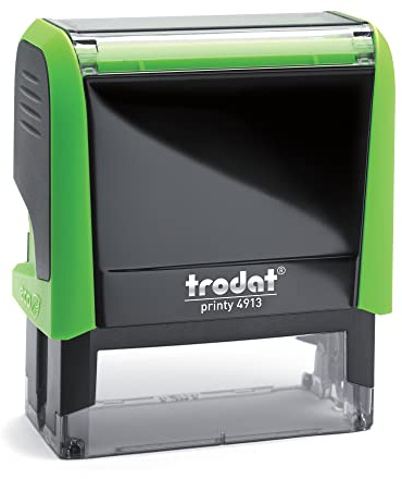 Trodat Printy 4913 - Custom - Gehäusefarbe Apfelgrün (Abdruckfarbe Blau) - 58x22mm - 6 Zeilen - personalisierbarer Namensstempel, Adressstempel oder Firmenstempel
