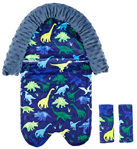 TANOFAR Baby Car Seat Head Support, Infant Car Seat Insert for Boys, Soft Newborn Carseat Cushion Fit for Car Seats, Stroller, Bouncers, Blue Dinosaur