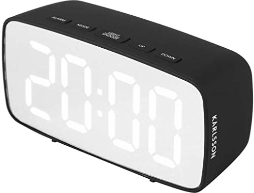 Karlsson [DL] Alarm Clock Silver Mirror LED oval Black -