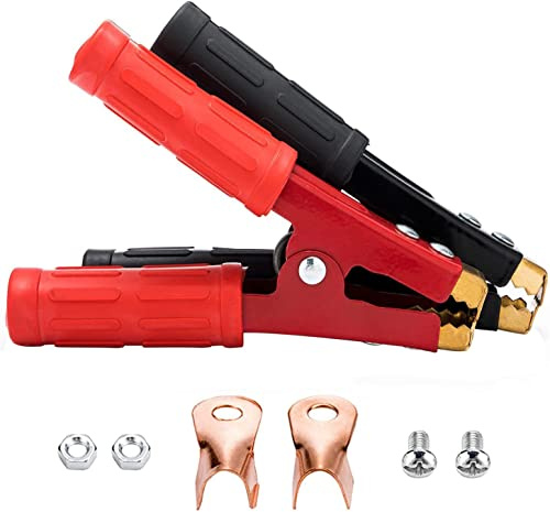 HuaLiSiJi Heavy Duty Crocodile Clips1000A Jump Leads Clamps Heavy Duty 16.5cm Battery Crocodile Clips Large Pure copper, with Insulating Sheath For Cars,Trucks, Ships (1000A 2PCS)