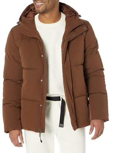 Amazon Essentials Doudoune à Capuche Mi-Longue (Grandes Tailles Disponibles) Homme, Brun Profond, 4XL Grande taille