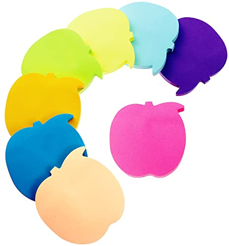 Farbige Haftnotizen, 560 Blatt Apfelform Selbstklebende Haftnotizzettel, Super Sticky Notes, Farbig Notizblöck für Büro Schule Zuhause(8 Farben, 76 x 76 mm)