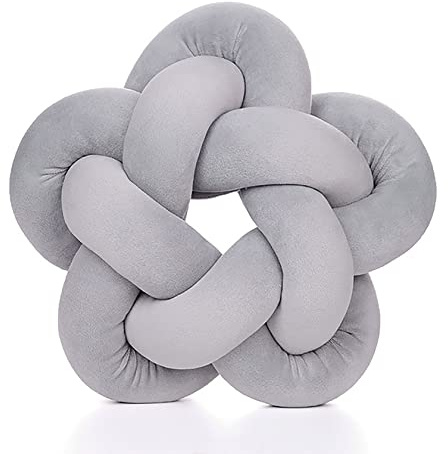 GYCS Knotenkissen Geknotetes Kissen Knot Kopfkissen Nordische Zierkissen Knoten Sternchen Kissen für Sofa Bett Dekor Skandinavisch, Kreativität Knot Kissen Sofakissen 32 * 32cm,Light Grey