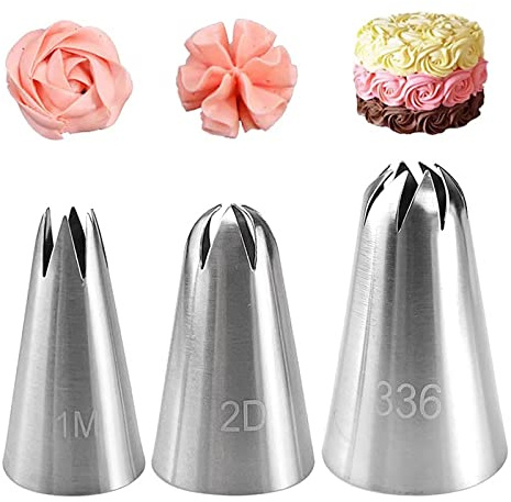 Piping Nozzle,3PCS Stainless Steel Large Piping Tips Cake Piping Nozzles,DIY Icing Nozzle Tool for Cupcakes Cookies Cream Cake Decorating