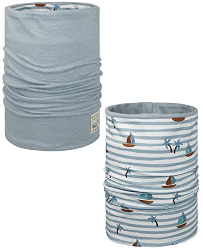 maximo GOTS Kids Wendeschal Kinderschal Loopschal Schlauchschal (53-55 cm - blau-grau)