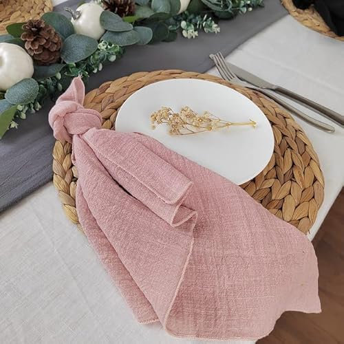 YOGAY 4 STÜCKE Stoffservietten zum Nähen mit Kanten, grüner Baumwollstoff, 40 x 40 cm, weiches Abendessen, Geschirrtuch, Heimküche, rustikale Hochzeitsdekoration