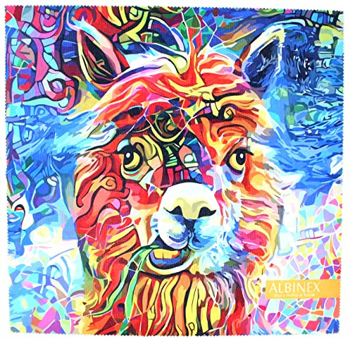 Schönes Brillenputztuch aus Microfaser 30 x 30 cm mit Lama-Motiv