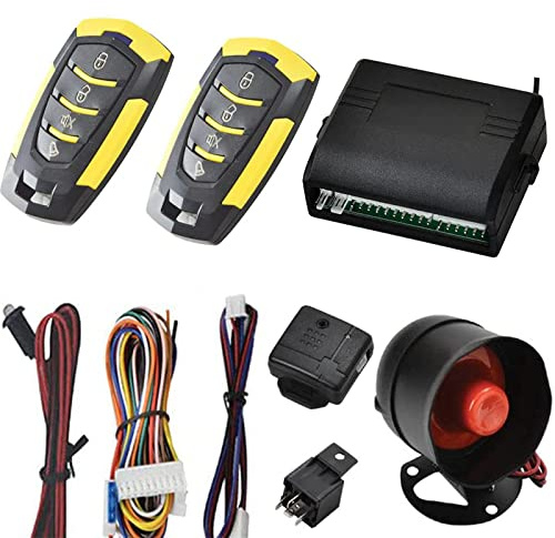Riloer Car Security Antitheft Alarm Keyless Entry System with Remote Control Siren Sensor, Universal 12V Auto