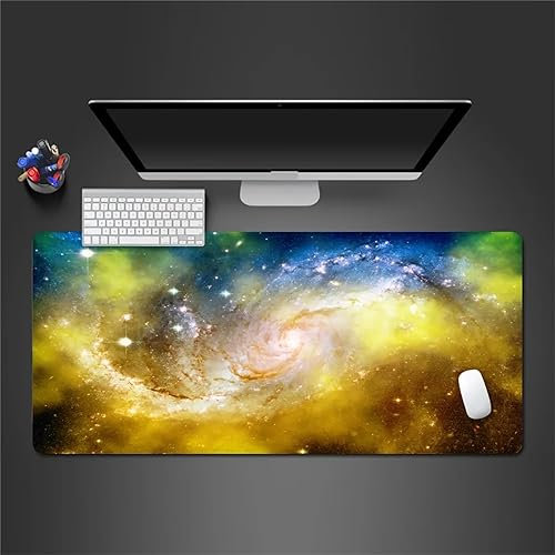 Gaming Mauspad XXL Mousepad 1200x600x5mm Gelber Nebel Mauspads Groß Vernähte Kanten Anti-Rutsch Gummibasis für PC Laptop Verbessert Präzision und Geschwindigkei
