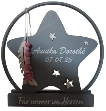 Sternenkind Andenken | Geschenk für Sternenkind mit Stern| Erinnerung an EIN Sternenkind | Stern aus Holz 17 x 17 cm | Geschenk zur Beerdigung | Geschenk für Sterneneltern