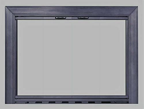 Kamingitter, Glas, Kamintür, satiniert, Schwarz, 91,4 x 74,9 cm, Kamingitter, Flache Kamingitter, dekorativ The New