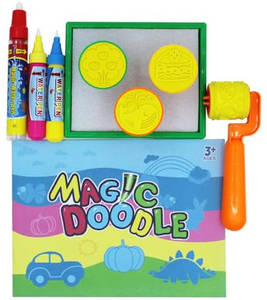 WHOLESGB 9Pcs Water Doodle Replacement Pens,Aqua Drawing Doodle Tool with Brush,Pen,Stencils and Learn to Draw Books for Doodle Mat Water Book
