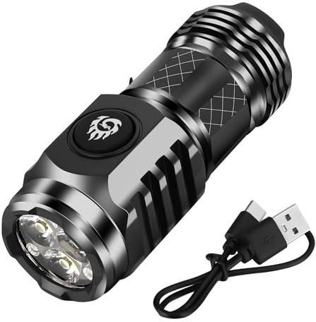 Zuimei Three-Eyed Monster Mini Flashlight - LED Torches Super Bright Dimmable Flashlight, Rechargeable Mini Pocket Torch Waterproof Portable Handlamp for Outdoor