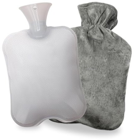 BIAOQINBO Bouillotte d'eau chaud 2L avec couvercle souple en peluche, bouteille chauffante pour enfants et adultes