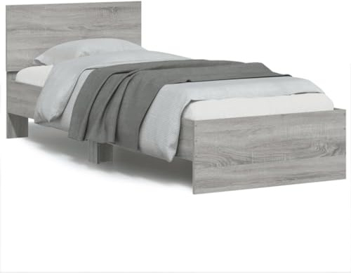 vidaXL Estructura de Cama cabecero Luces LED Gris Sonoma 90x190 cm