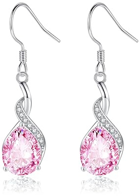 Cangall Ohrringe Silber Hängend, 925 Sterling Silber Tropfen Ohrhänger, Glänzende CZ Anhänger, Leicht Elegant Ohrschmuck für Damen Frauen