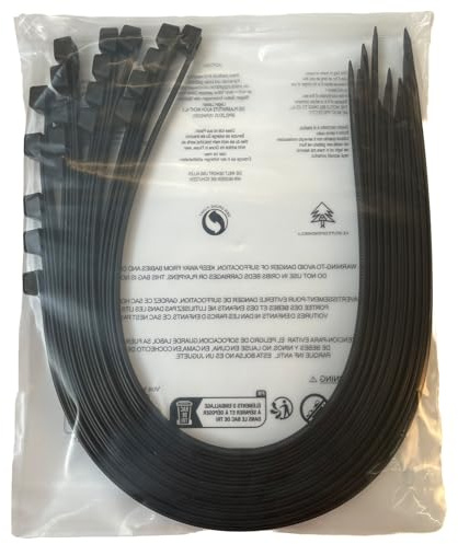 EzySup Extra Large Zip Ties Heavy Duty for Outdoor Use,500mm x 4.8mm,22kg Tensile Strength (50, Black)