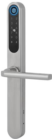 MEHOOSPVN Smart Fingerabdruck Türschloss Tastaturschloss Schlankes Fingerabdruck-Türschloss, intelligentes mit Griff, Diebstahlsicherungsschloss passend für Türen von 45-60mm Stärke, Silber