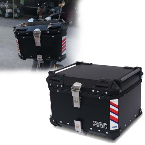 ZYXWLC Bauletto Per Scooter Baule Moto Valigia Top Case Universale con schienale 25L 30L 36L 45L 55L 65L, Topcase Impermeabile Bauletto Motorbike(Nero,30L)