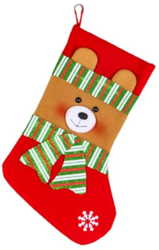 Blausky 2 Stück Weihnachtsstrumpf,Nikolausstrumpf,Nikolausstiefel zum Aufhängen,Groß Nikolausstiefel,Weihnachtsocken aus Vliesstoff,Nikolaus Strumpf zum Befüllen,Weihnachtsdeko,Bär
