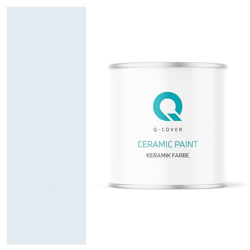 Q-COVER Keramik Farbe 2L (ca.14m²) Weiß-hellblau Wandfarbe Innenfarbe Abwaschbar Klasse 1 Mattfarbe Deckenfarbe Scheuerfest Küche Bad Treppen Ceramic Hohe Deckkfraft
