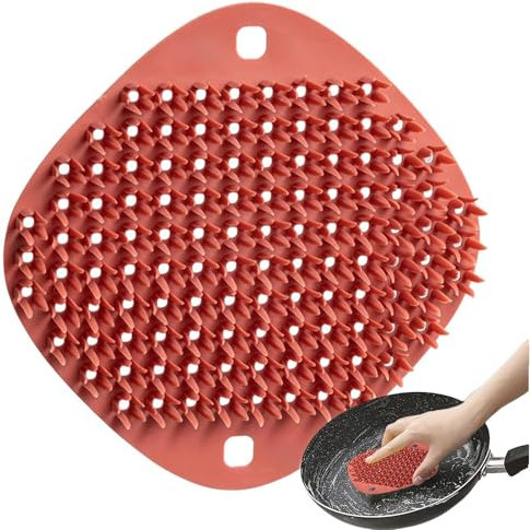 Estropajo de verduras – Cepillo de frutas, cepillo de patatas colgante | Estropajo portátil multiusos para frutas, cepillo de limpieza de frutas para pepinos, zanahorias (11,4 x 11,4 x 1,2 cm)