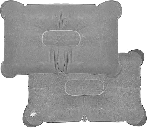 LICQIC Aufblasbare Kissen, Luftkissen für Camping, Reisen, Sonnenbaden, Nacken- und Lendenwirbelstütze, Grau, 2 Stück