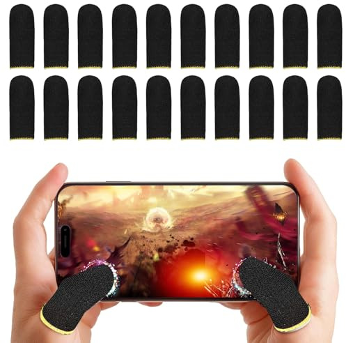Arcjunys Lot de 20 manchons de doigts pour jeux mobiles - Résistants à la transpiration - Gants de jeu - Manchons de pouce respirants pour jeux mobiles