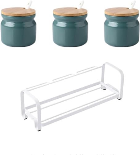 Juego de 3 azucareros europeos de cerámica con tapa, color beige, kit de accesorios de café, tarro vertedor de azúcar verde oscuro, almacenamiento de cocina