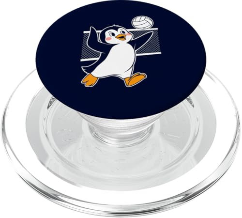 Niedlicher Pinguin, der Volleyball spielt, lustiges Pinguin-Strand-Design PopSockets PopGrip für MagSafe