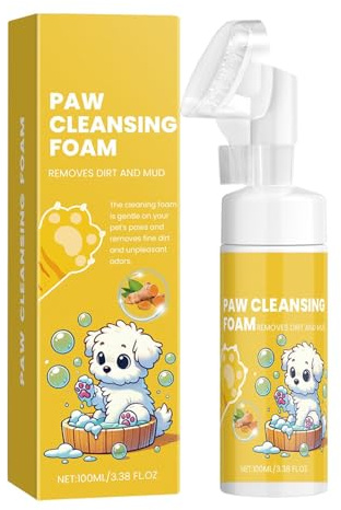 Limpiador de espuma para pies de mascotas, limpiador de espuma para patas de perro, limpiador de espuma sin enjuague para patas de gatos y perros, 3.5 onzas líquidas (100 ml), espuma de limpieza