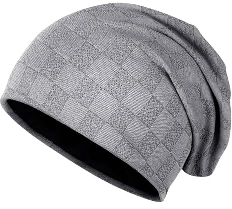 Kiiwah Beanie mössa, tunn slouch beanie lång unisex för män kvinnor, stickade mössor lätt elastisk för sport vardag kemo, GRÅ, one size