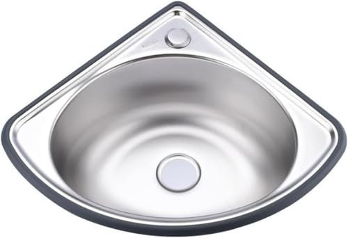 HWGANX Évier Triangulaire en INOX, Petit Lavabo d'angle en INOX pour Salle De Bain, Cuisine, Caravane, Toilettes, Camping-Car, Évier Mural Extérieur