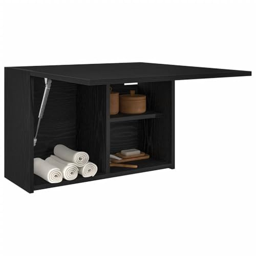 Homgoday - Armadietto da bagno a parete, per bagno, armadio a muro, pensile, armadio a muro, armadio a muro, armadio a muro, armadio a muro, nero, 60 x 25 x 40 cm, in materiale legnoso