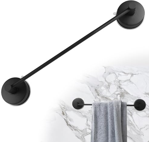 LALAGO 43cm Toallero de Ventosa de 304 Acero Inoxidable Ganchos de Succión Ventosas Sin Taladrar, Toallero de Baño Impermeable de Vacío Negro Capacidad de Carga 5KG/PC para la Pared de la Ducha