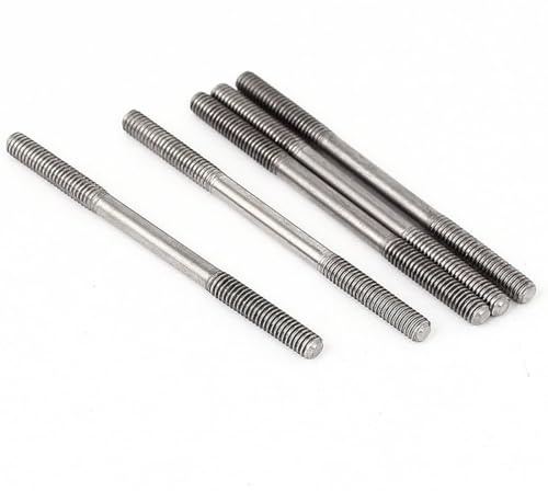 TOP-VIGOR 5Pcs Double End Threaded Stud Screw Bolt, M4x60mm 304 Stainless Steel Rod Bolts Thread Reducer Adapter, Adjustable Push Rod Stud for Furniture Hardware Machinery Maintenance and Fixes