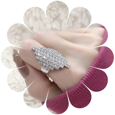 Aneneiceera Vintage Crystal Shield Rings Silver Cz Armor Rings Full Rhinestone Ring Cz Wrap Knuckle Ring Punk Adjustable Chunky Hand Jewelry for Women (Silver)