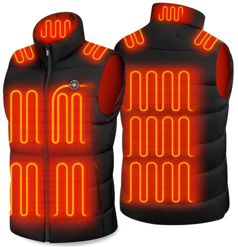 OCQOCQ Beheizbare Weste Herren mit 15 Heizzonen, Heizweste Herren mit 16000 mAh Akku und 3 Einstellbar Temperatur, Leichte Wärmeweste für Wintersport