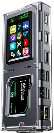 CyberAxon D3 13-in-1 Multifunctional Stream Control Dock - USB C Docking Station with 2.4 Touchscreen（12 Macro Keys）, 3X HDMI (4K@60Hz), 100W PD, 10Gbps USB-C, Ethernet, for Mac/Windows/iPad