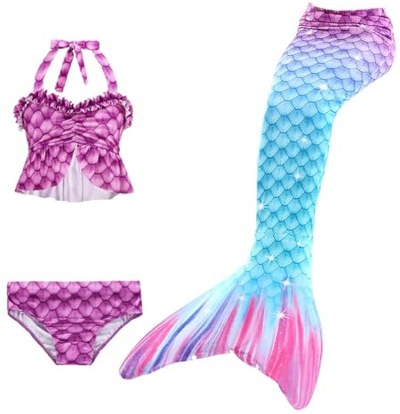 𝙈eerjung𝙛rauen𝙛losse Mädchen Mit Bikini Set schwimm𝙛lossen Kinder 𝙈eerjung𝙛rau 𝙈eerjung𝙛rauen Badeanzug 𝙈ono𝙛losse Bikinis Badekleid Für 4-13 Jahre