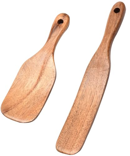 2Pcs Wooden Spatula for Cooking, Wooden Sourdough Spatula with Hanging Hole,Mixing Sourdough Spoon Stirring Stick Wood Bread Spatulas for Cooking Kitchen Utensil