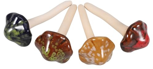 UPKOCH 4 Stück Keramik Gartenpilze für Blumentöpfe, Bunt Glasiert | Niedliche Pilzdekorfiguren für Draußen, Kompakte Form, Wasserfest für Rasen und Feengarten